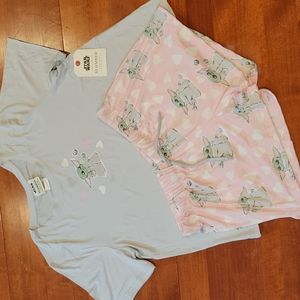 Star Wars Baby Yoda Heart Pajama Set Sz Lrg